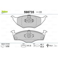 Jeu de plaquettes de frein VALEO 598735 pour SEAT, VW AROSA, LUPO OE 6E0698151 VALEO