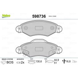 Jeu de plaquettes de frein VALEO 598736 pour TOYOTA PLATZ, YARIS OE 04465-0D010 VALEO