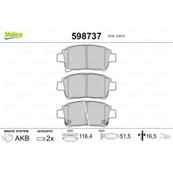 Jeu de plaquettes de frein VALEO 598737 pour LIFAN, TOYOTA OE 04465-17100 VALEO