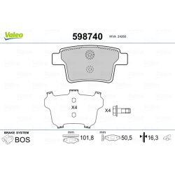 Jeu de plaquettes de frein VALEO 598740 pour FORD, JAGUAR OE 1521329 VALEO