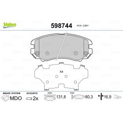 Jeu de plaquettes de frein VALEO 598744 pour HYUNDAI, KIA, MITSUBISHI OE 58101-1FA50 VALEO