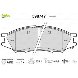 Jeu de plaquettes de frein VALEO 598747 pour NISSAN ALMERA, BLUEBIRD, SUNNY VALEO