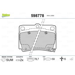 Jeu de plaquettes de frein VALEO 598778 pour MITSUBISHI GALLOPER, PAJERO VALEO