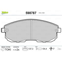 Jeu de plaquettes de frein VALEO 598787 pour INFINITI, NISSAN OE 41060-40U90 VALEO