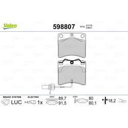 Jeu de plaquettes de frein VALEO 598807 pour VW California et Transporter VALEO