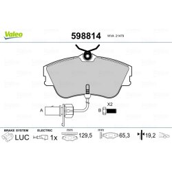 Jeu de plaquettes de frein VALEO 598814 pour VW TRANSPORTER OE 7D0698151B VALEO