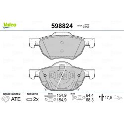 Jeu de plaquettes de frein VALEO 598824 pour HONDA ACCORD OE 45022-SEA-E01 VALEO