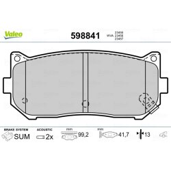 Plaquettes de frein VALEO 598841 pour KIA OE 0K2FC-26-28Z VALEO