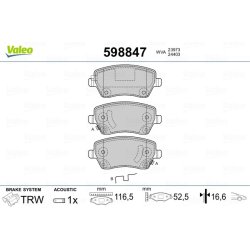 Jeu de plaquettes de frein VALEO 598847 pour NISSAN, VAUXHALL, SUZUKI OE 4701305 VALEO