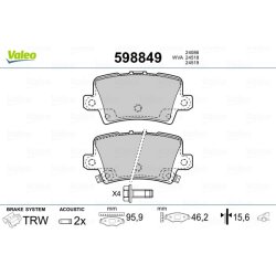 Jeu de plaquettes de frein VALEO 598849 pour HONDA CIVIC OE 43022-SMG-E00 VALEO