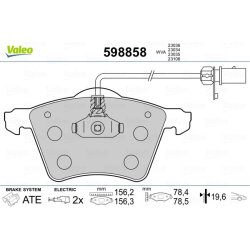 Plaquettes de frein VALEO 598858 pour FORD, SEAT, VW OE 7D0698151A VALEO