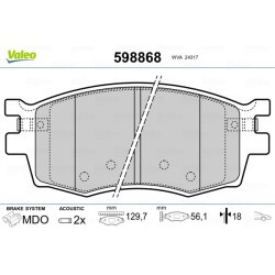 Jeu de plaquettes de frein VALEO 598868 pour HYUNDAI, KIA OE 58101-1GE00 VALEO