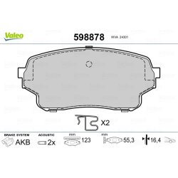 Jeu de plaquettes de frein VALEO 598878 pour SUZUKI GRAND OE 55200-50J00 VALEO