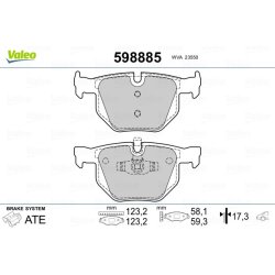 Plaquettes de frein VALEO 598885 pour BMW Série 3, X1 OE 34212288895 VALEO