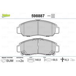 Jeu de plaquettes de frein VALEO 598887 pour ACURA, HONDA, NISSAN OE 06450S7AE00 VALEO