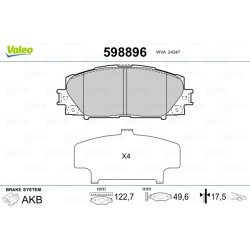 Jeu de plaquettes de frein VALEO 598896 pour DAIHATSU, GREAT WALL, TOYOTA VALEO