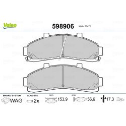 Plaquettes de frein VALEO 598906 pour FORD, MAZDA OE 2L54-2001-A VALEO