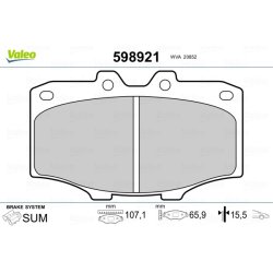 Jeu de plaquettes de frein VALEO 598921 pour TOYOTA 4, HILUX, LAND OE 04465-35090 VALEO