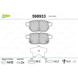 Jeu de plaquettes de frein VALEO 598933 pour ASTON MARTIN, SUBARU, TOYOTA VALEO