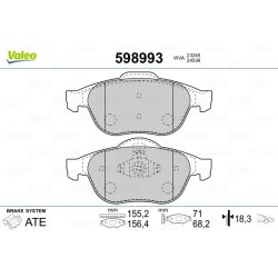 Plaquettes de frein VALEO 598993 pour RENAULT, GRAND, MEGANE, SCENIC VALEO