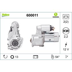 Démarreur VALEO 600011 pour HYUNDAI, KIA, MITSUBISHI VALEO
