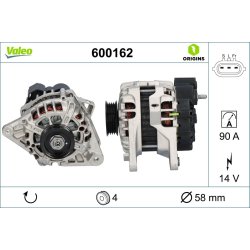 Alternateur VALEO 600162 pour HYUNDAI, KIA OE 37300-23650 VALEO