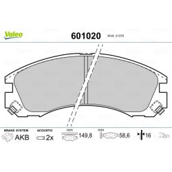 Jeu de plaquettes de frein VALEO 601020 pour CITROEN, MITSUBISHI, PEUGEOT VALEO