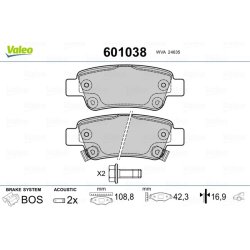 Jeu de plaquettes de frein VALEO 601038 pour HONDA CR-V OE 43022-SWW-G01 VALEO