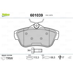 Jeu de plaquettes de frein VALEO 601039 pour CITROEN, FIAT, PEUGEOT, TOYOTA VALEO