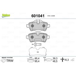 Jeu de plaquettes de frein VALEO 601041 pour MINI MINI OE 34212289155 VALEO