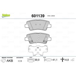 Jeu de plaquettes de frein VALEO 601139 pour GEELY, HYUNDAI, KIA, SSANGYONG VALEO