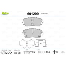 Jeu de plaquettes de frein VALEO 601299 pour KIA PICANTO OE 58101-1YA30 VALEO