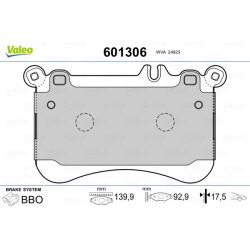 Jeu de plaquettes de frein VALEO 601306 pour BRABUS, MERCEDES OE 0064200520 VALEO