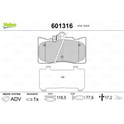 Jeu de plaquettes de frein VALEO 601316 pour LEXUS, TOYOTA OE 04465-30510 VALEO