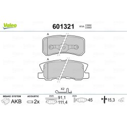 Jeu de plaquettes de frein VALEO 601321 pour CHRYSLER, CITROEN, DODGE, FIAT et plus encore... VALEO