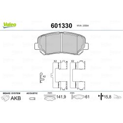 Jeu de plaquettes de frein VALEO 601330 pour MAZDA CX-5 OE K0Y1-33-28Z VALEO