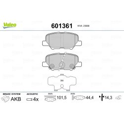 Jeu de plaquettes de frein VALEO 601361 pour CITROEN, MAZDA, MITSUBISHI, PEUGEOT VALEO