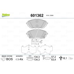 Jeu de plaquettes de frein VALEO 601362 pour TOYOTA AURIS, COROLLA OE 04465-02390 VALEO