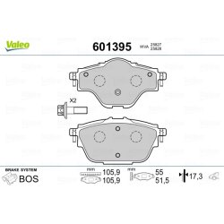 Jeu de plaquettes de frein VALEO 601395 pour CITROËN, DS, VAUXHALL, PEUGEOT VALEO