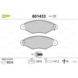 Jeu de plaquettes de frein VALEO 601433 pour CITROËN XSARA OE 1720-82 VALEO