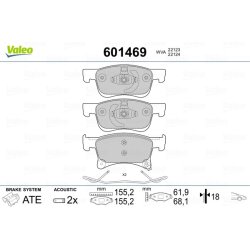 Plaquettes de frein VALEO 601469 pour VAUXHALL ADAM, CORSA, CORSAVAN VALEO