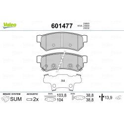 Jeu de plaquettes de frein VALEO 601477 pour CHEVROLET, HOLDEN SPARK, BARINA VALEO