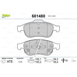 Jeu de plaquettes de frein VALEO 601480 pour FIAT, JEEP 500X, RENEGADE OE 77367213 VALEO