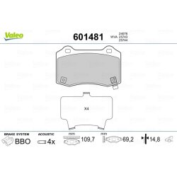 Jeu de plaquettes de frein VALEO 601481 pour CADILLAC, CHEVROLET, CHRYSLER et plus encore... VALEO