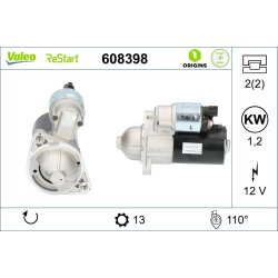 Démarreur VALEO 608398 pour HYUNDAI, KIA OE 36100-03301 VALEO