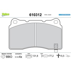 Jeu de plaquettes de frein VALEO 610312 pour TESLA MODEL S, MODEL X OE 1055066-00-C