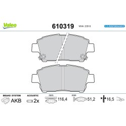 Jeu de plaquettes de frein VALEO 610319 pour TOYOTA PRIUS OE 04465-0W050