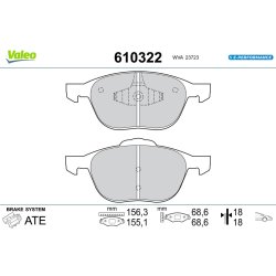 Jeu de plaquettes de frein VALEO 610322 pour FORD C-MAX, FOCUS OE 1712024