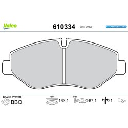 Jeu de plaquettes de frein VALEO 610334 pour IVECO DAILY OE 42555881