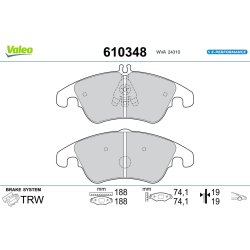 Jeu de plaquettes de frein VALEO 610348 pour MERCEDES CLASSE E OE 0054201020